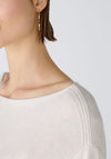 Oui Submarine Neckline Fine Yarn Sweater, Off-White