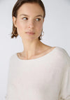 Oui Submarine Neckline Fine Yarn Sweater, Off-White