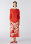 Oui Submarine Neckline Fine Yarn Sweater, Aura Orange