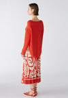 Oui Submarine Neckline Fine Yarn Sweater, Aura Orange