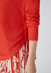 Oui Submarine Neckline Fine Yarn Sweater, Aura Orange