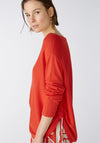 Oui Submarine Neckline Fine Yarn Sweater, Aura Orange