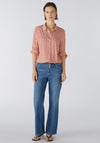 Oui Heart Pattern Silk Touch Blouse, White & Red