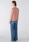 Oui Heart Pattern Silk Touch Blouse, White & Red