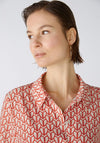 Oui Heart Pattern Silk Touch Blouse, White & Red