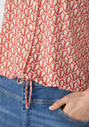 Oui Heart Pattern Silk Touch Blouse, White & Red