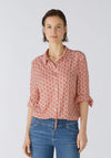 Oui Heart Pattern Silk Touch Blouse, White & Red