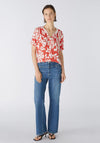 Oui Pattern Mix Tunic Blouse, Red & White