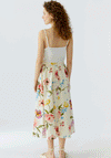 Oui Floral Print Aline Midi Skirt, Beige Multi