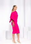 Kevan Jon Addison Cape Sleeve Midi Dress, Hot Pink