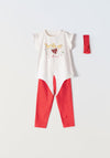 Ebita Baby Girl Polka Dot 3 Piece Set, Red
