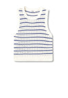 Tiffosi Chios Striped Knit Sweater Vest, White and Blue