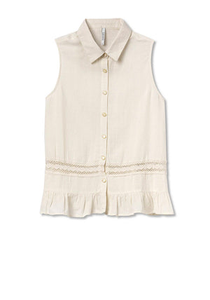 Tiffosi Sienna Frill Hem Sleeveless Shirt, Beige