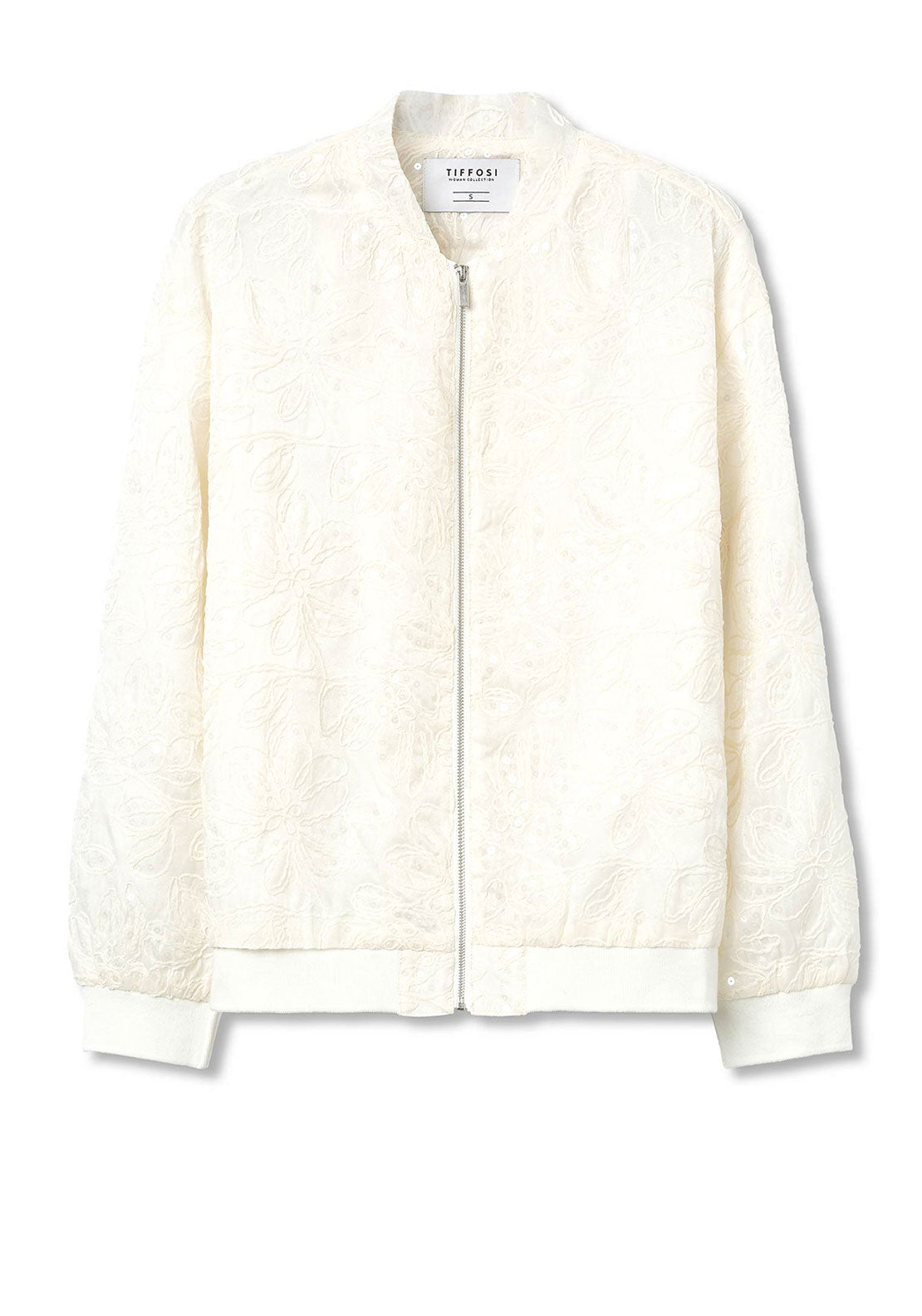 Tiffosi Craft Embroidered Sequin Bomber Jacket, Cream