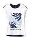 Tiffosi Mae Contrast Graphic T Shirt, White and Navy