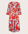 Masai Nita Floral Pattern Midi A-Line Dress, Orange Com