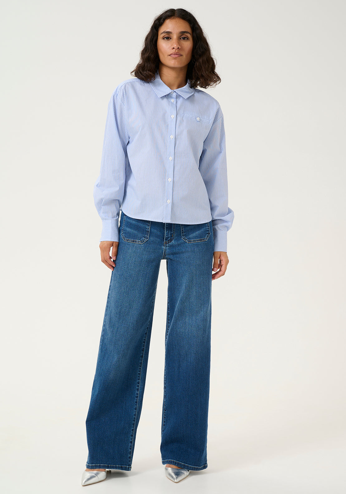 Kaffe Sofie Striped Relaxed Shirt, Blue