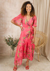 Hope & Ivy Harmony Flutter Sleeve Maxi Wrap Dress, Pink