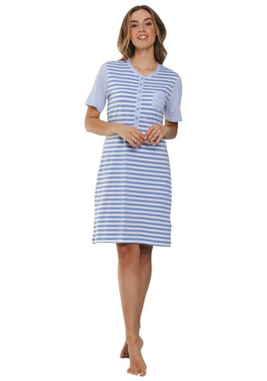 Pastunette Stripe Short Sleeve Nightdress, Blue