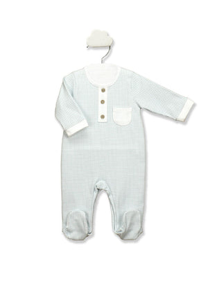 Babidu Baby Boy Check Print Sleepsuit, Blue