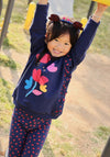 Tuc Tuc Mini Girl Heart Sweater and Legging Set, Navy