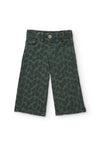 Tuc Tuc Mini Girl Animal Print Wide Leg Trouser, Green