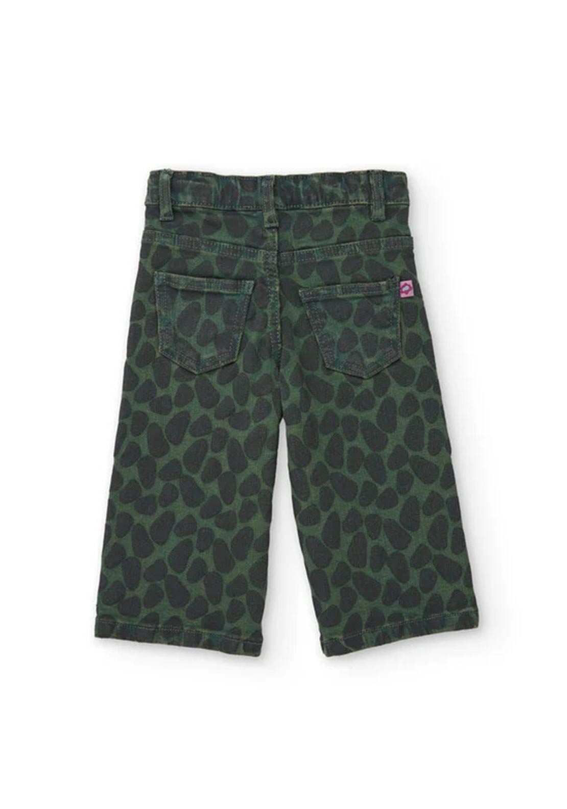 Tuc Tuc Mini Girl Animal Print Wide Leg Trouser, Green