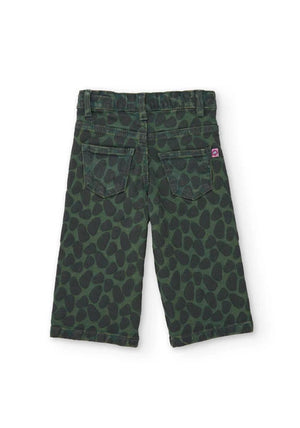 Tuc Tuc Mini Girl Animal Print Wide Leg Trouser, Green