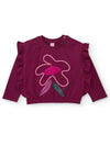 Tuc Tuc Mini Girl Floral Ruffle Sweater, Wine