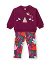 Tuc Tuc Mini Girl Floral Sweater and Legging Set, Wine