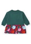 Tuc Tuc Mini Girl Heart and Floral Long Sleeve Dress, Green