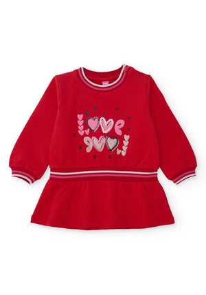 Tuc Tuc Mini Girl Love Long Sleeve Dress, Red