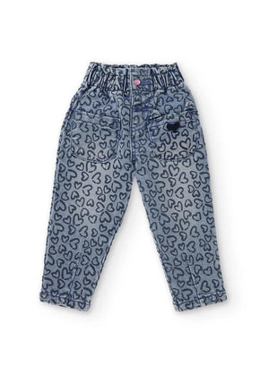 Tuc Tuc Mini Girl Heart Print Jeans, Blue