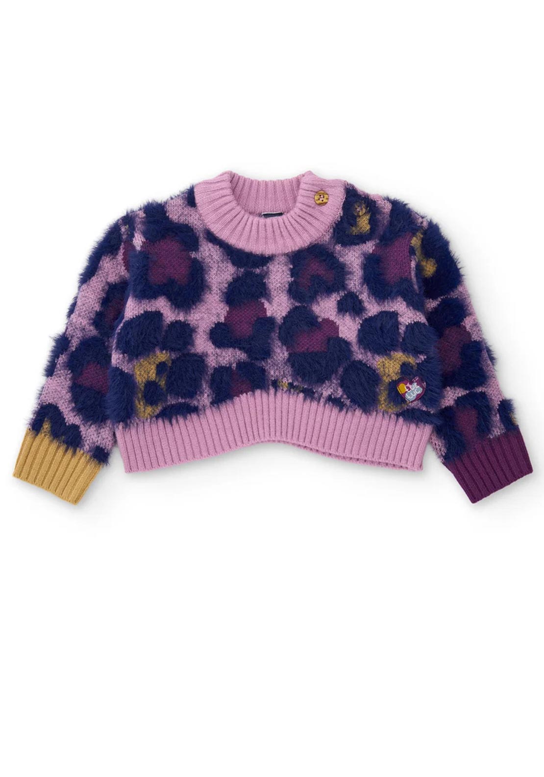 Tuc Tuc Mini Girl Animal Print Sweater, Purple