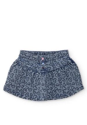 Tuc Tuc Mini Girl Heart Denim Skirt, Blue