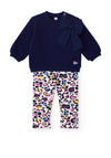 Tuc Tuc Mini Girl Bow Sweater and Legging Set, Navy