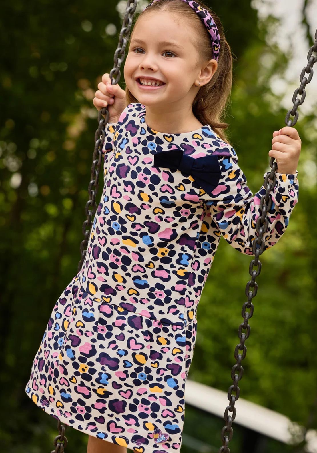 Tuc Tuc Mini Girl Animal Print Bow Dress, Multi