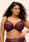 Elomi Reja Lace Plunge Wired Bra, Wine