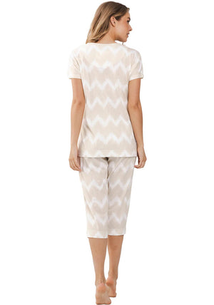 Pastunette Wave Capri Pyjama Set, Beige