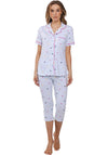 Rebelle Floral and Stripe Capri Pyjama Set, Blue