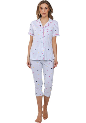 Rebelle Floral and Stripe Capri Pyjama Set, Blue