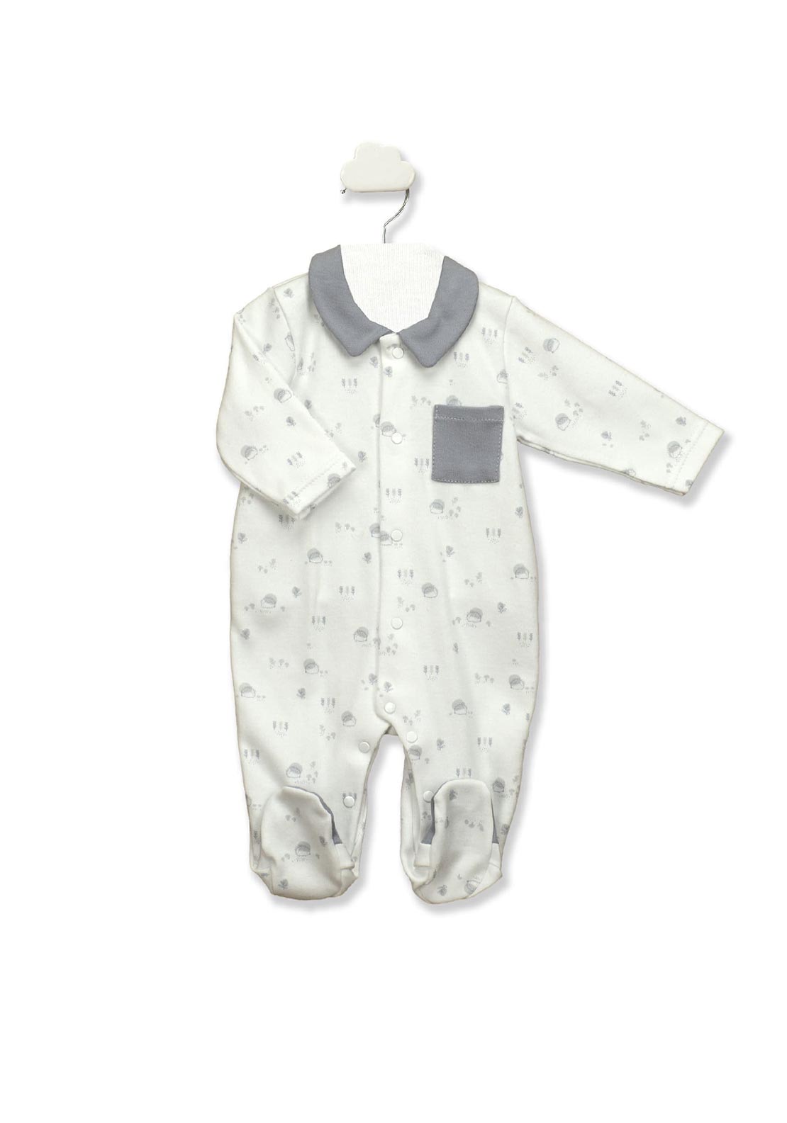 Babidu Baby Boy Print Collar Sleepsuit, Camel