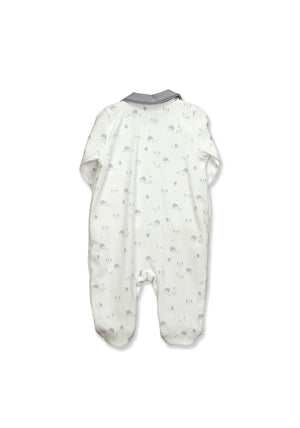 Babidu Baby Boy Print Collar Sleepsuit, Camel