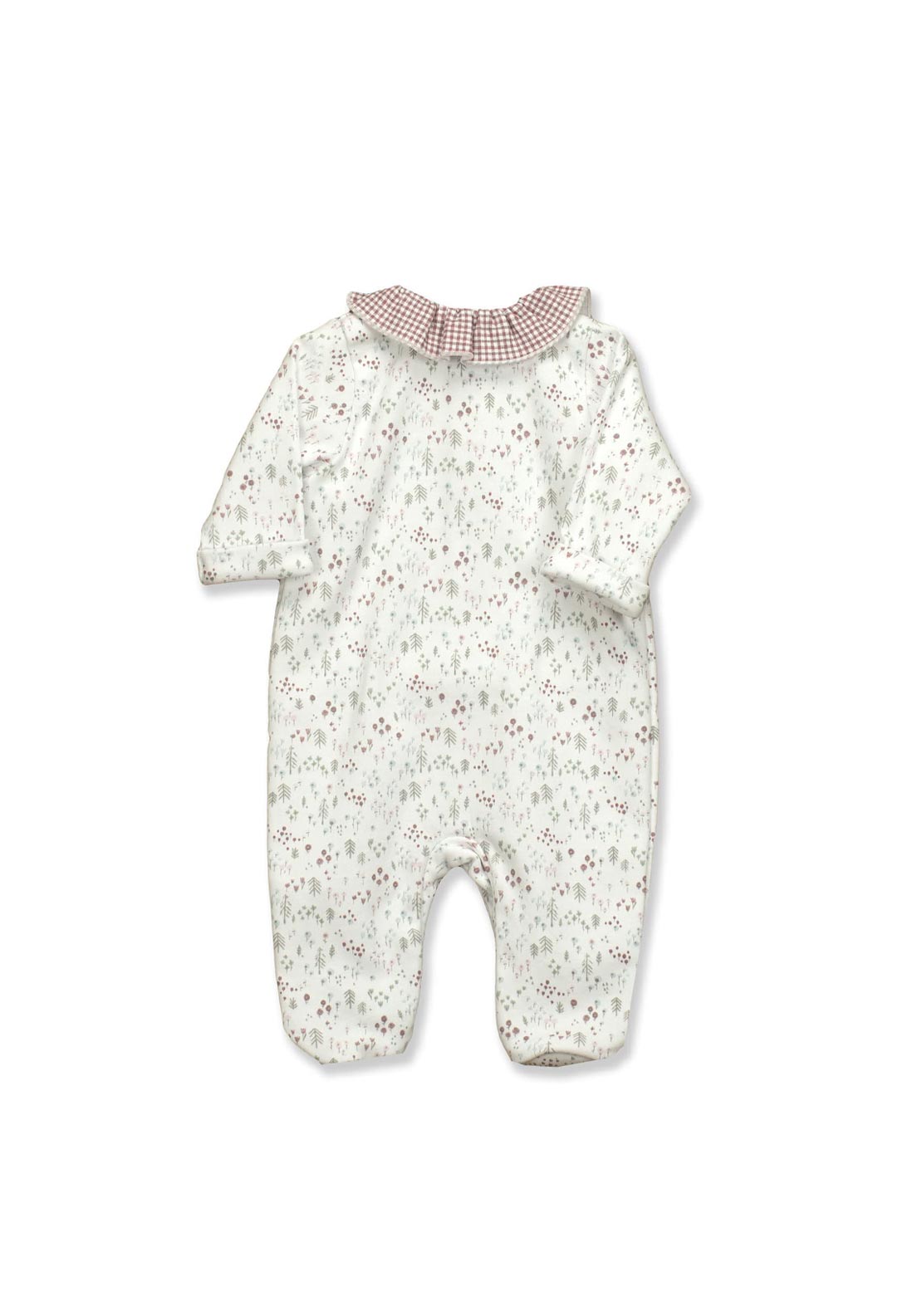 Babidu Baby Girl Check Print Collar Sleepsuit, Red