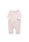 Babidu Baby Girl Check Frill Collar Sleepsuit, Pink