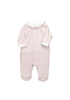 Babidu Baby Girl Check Frill Collar Sleepsuit, Pink