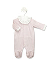 Babidu Baby Girl Check Frill Collar Sleepsuit, Pink