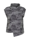 Ever Sassy Blurred Houndstooth Asymmetrical Top, Grey