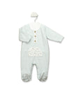 Babidu Baby Girl Check Print Sleepsuit, Blue