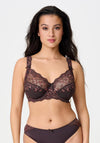 Lingadore 1400-5A Floral Lace Wired Bra, Brown